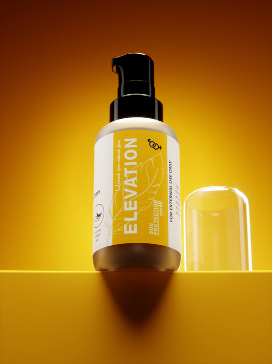 Elevation Beauty Sunblock SPF 60 tube on white background