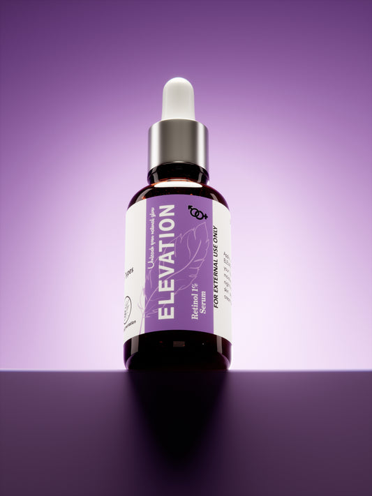 Elevation Beauty Retinol Serum bottle on white background